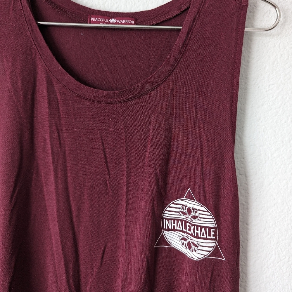 Peaceful Warrior Ihale Exhale Yoga Muscle Tee Tank Top - Picture 2 of 3